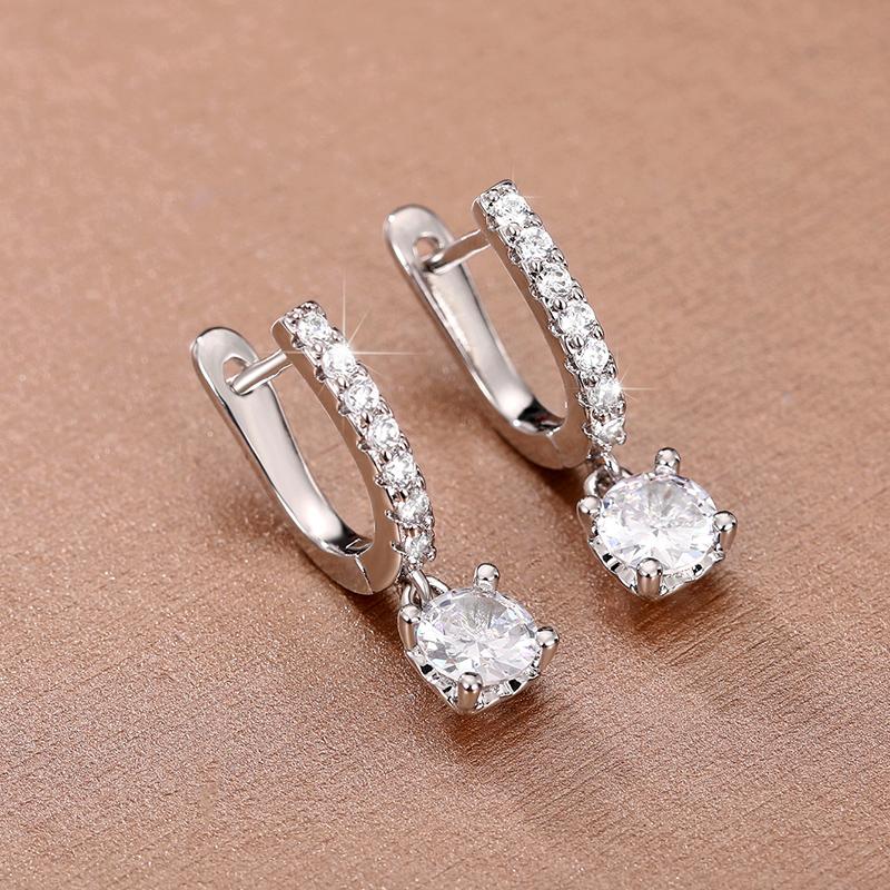 Huiatn Dainty Women's Dangle Earrings with Round CZ Charm  Color/Gold Color Daily Wear Chic Ear Accessories Girls Jewelry