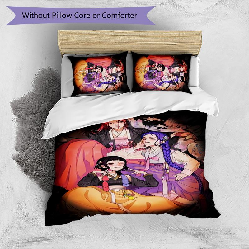 Kpop Demon Hunters Pattern Printed 3PCS Bedding Set, Soft Skin-Friendly Washable Duvet Cover & Pillowcases Set