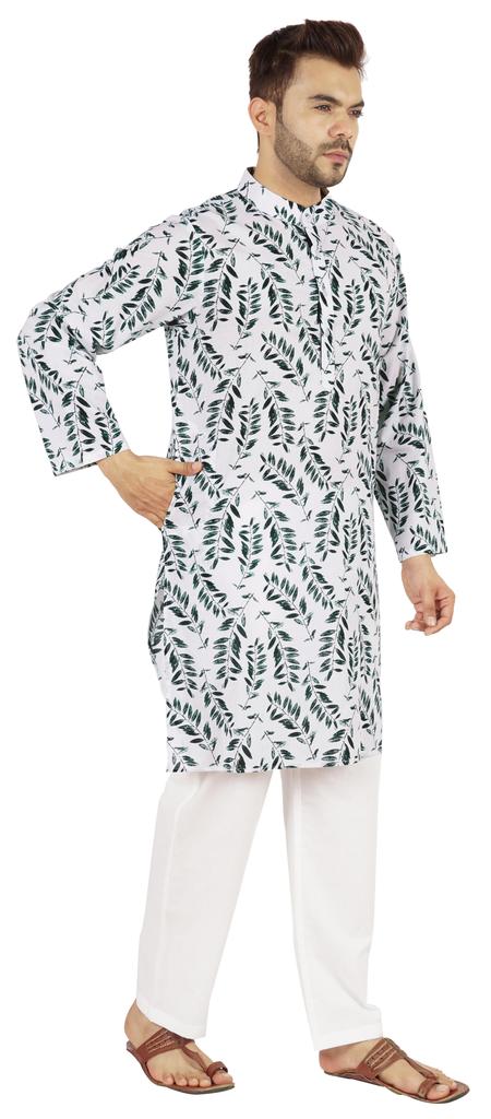 Atasi Indian Designer Kurta for Men Printed Long Sleeves Summer Ethnic Long