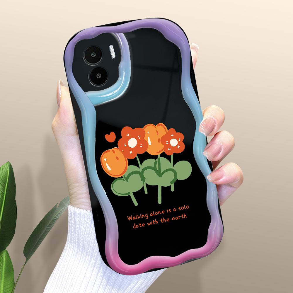 Cute Cartoon Pattern Cream Texture Casing Wavy Edge Soft Silicone Cover Phone Case for Xiaomi Redmi