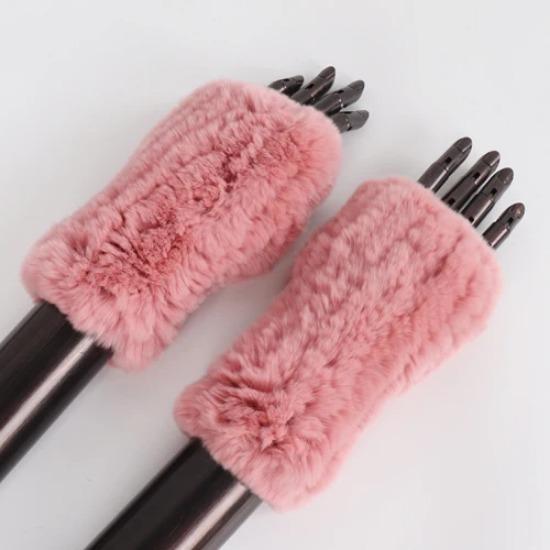 New Arrival Female Natural Rabbit Fur Gloves Knitted Warm Real Rex Rabbit Fur Mittens Women Winter Outdoor Rex Rabbit Fur Gloves