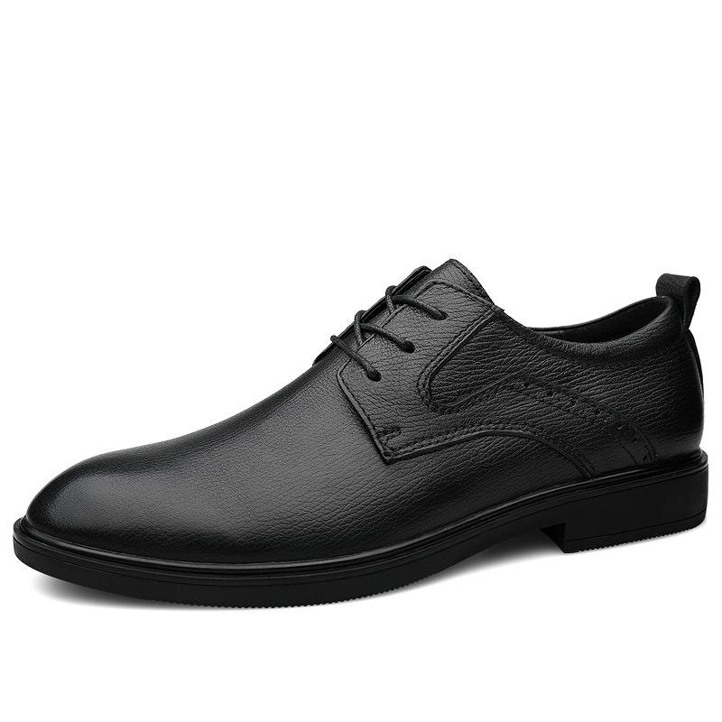 Business dress first-layer cowhide men's shoes with an inner height of 4.5CM leather shoes, autumn casual large-size leather shoes