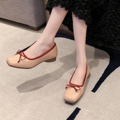 Fashion Bow-Knot Square Toe Shoes Woman Comfortable and Elegant Shallow Mouth Mixed Colors Female Footwear Low Heels Ballet Flats Casual