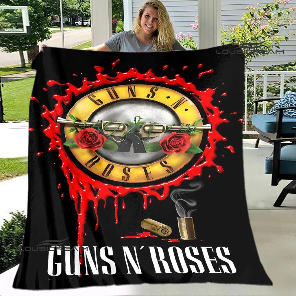 Guns n'roses band retro print blanket Flannel Soft Comfort Blanket Home Travel Blanket Kids Warm Blanket birthday gift