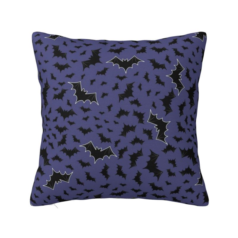 Custom Gothic Halloween Lace Bats Cushion Cover 45x45 Cm Polyester Throw Pillow Case For Sofa Living Room Decoration Pillowcase