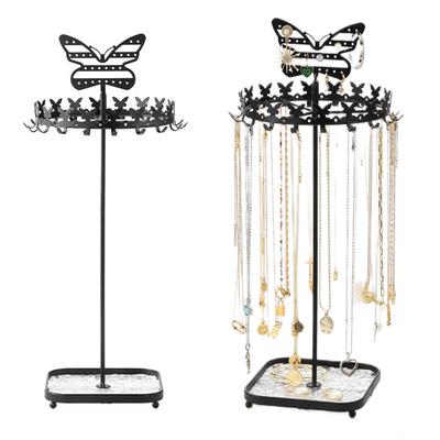 Supporto Display Portagioie a Forma di Farfalla in Metallo con Vassoio Organizer da Appendere Torre Rack Storage per Collane Orecchini