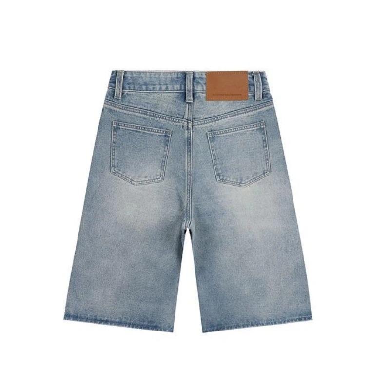 Women High Waist Wide Leg Denim Culottes Casual Light Blue Jeans