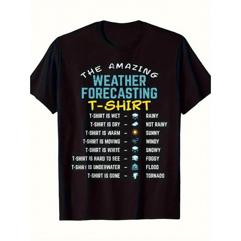 Men's & Women's Magical Weather Forecast T-Shirt - 7-Day Weekly Forecast Icons (Monday-Sunday), Retro Style All-Season Casual Short Sleeve Tee with
