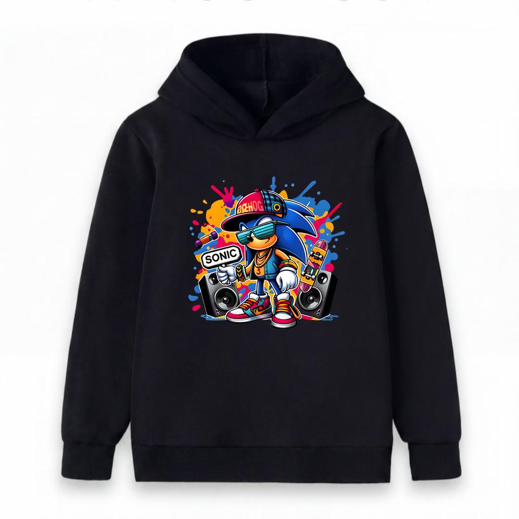 Kids Boys Girls Casual Pullover Hoodie, Cool Hip Hop Urban Graffiti Character Print Long Sleeve Soft Hooded Sweatshirt for Casual Daily Wear Street