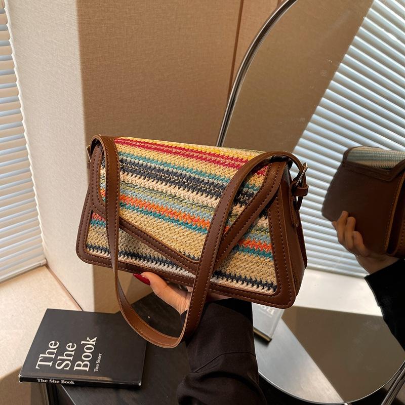 

Летняя приморская пляжная соломенная сумка женская новая универсальная сумка на плечо модная сумка-мессенджер маленькая квадратная сумка коричневый