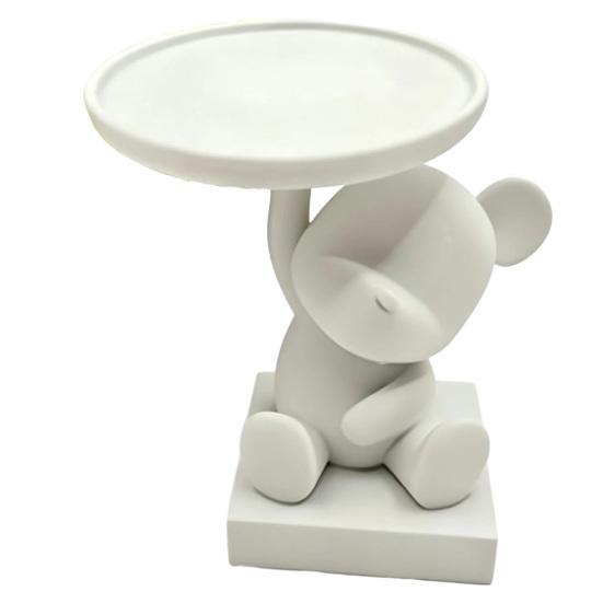 

Bear Key Dish Bowl for Entryway Table 3D Printed Cute Bear Statue with Tray Cartoon Animal Figurine Candy Dish for Indoor Home Decor белый
