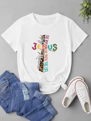 (Asian Size) Faith Style Trend Women Short Sleeve Fashion Tee Top Clothing Print Lady Casual Tshirt Female Graphic T-shirts