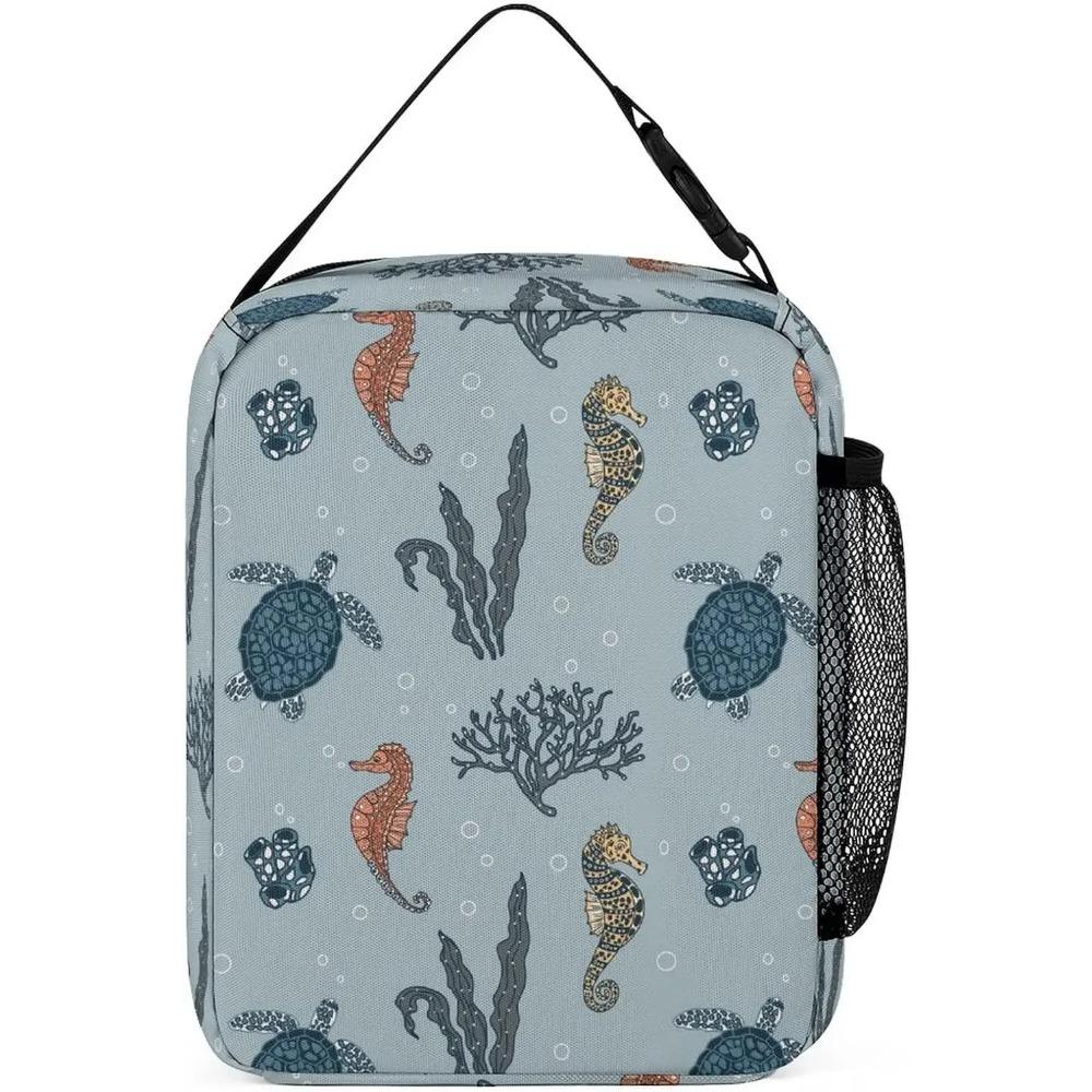 Sea Turtle Lunch Bag Insulated Lunch Bag Colorful Sea Animal Lunch Bag for Women Men Reusable Portable Lunchbox with Zipper