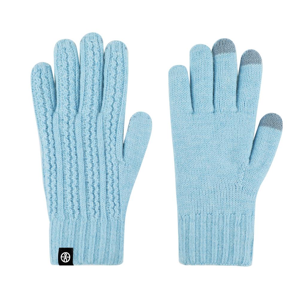 Autumn and Winter Warm Gloves for Women Outdoor Cold Protection Double Layer Thickened Solid Color Knitted Gloves for Cycling Touch Screen Yarn Gloves