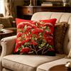 Bold Red Floral Print Throw Pillow Cover Tropical Pohutukawa Flower Decorative Cushion Case For Bedroom Sofa Couch Home Decor