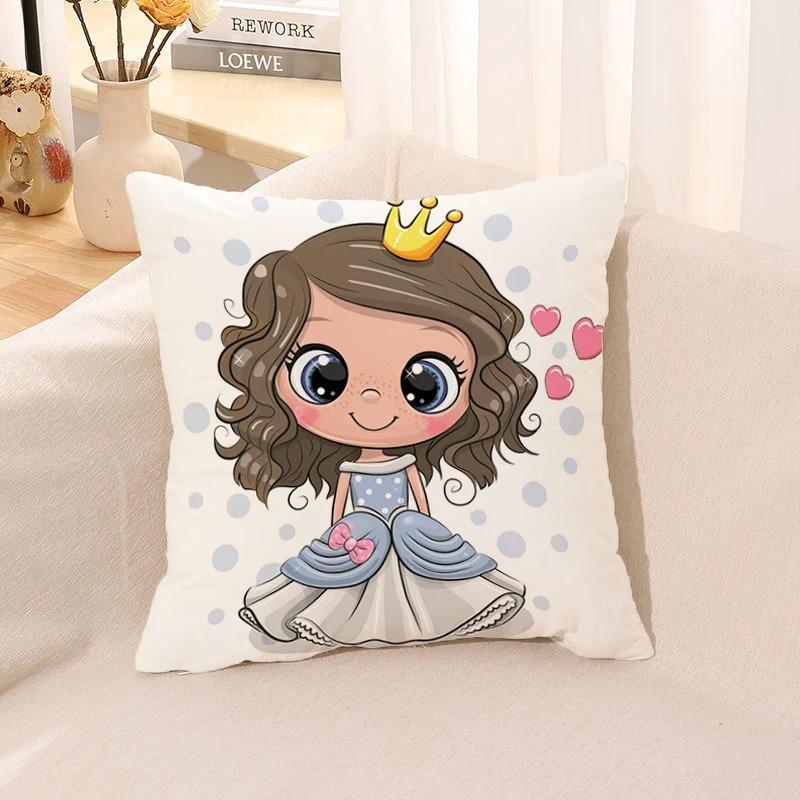 Süßes Mädchen Kleine Prinzessin Bedruckter Kissenbezug Kinderspiel Kinderzimmer Wohnzimmer Sofakissenbezug Heimdeko Geschenk