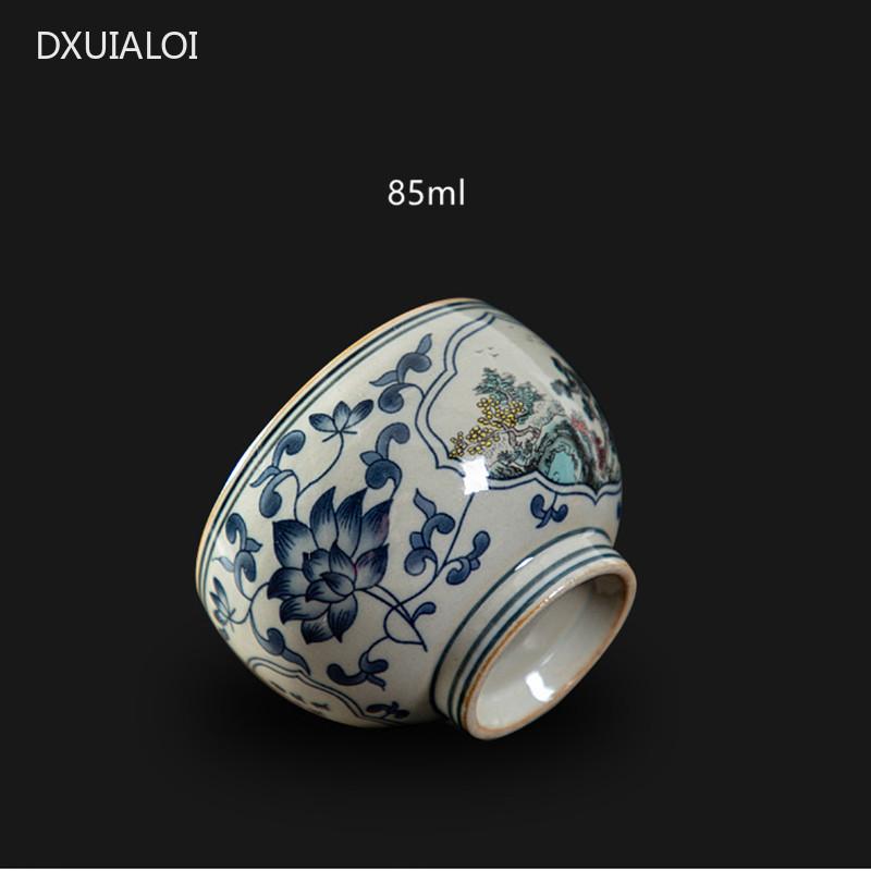 85ml Vintage blue and white porcelain teacup Underglaze color Handmade tea cup Ceramic teacup Souvenir Kungfu Tea cup 2PCS
