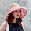 Summer Women's Double-sided Bucket Hat Korean Version Mesh Pattern Button Pot Hat Outdoor Sunscreen Hat