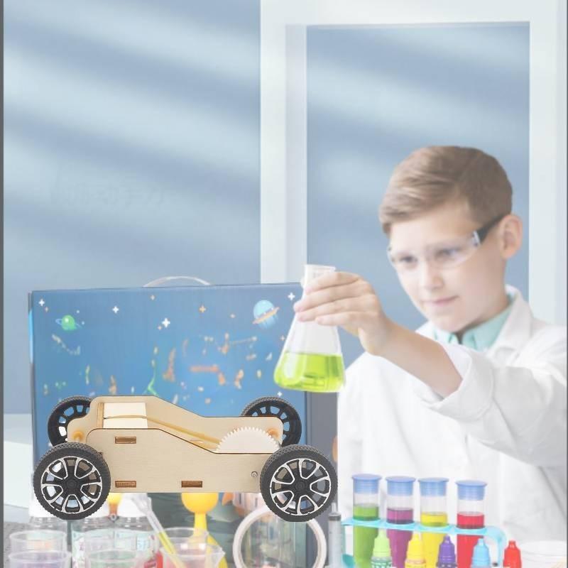 Children's Diy Rubber Band Powered Car Material Pack Educational Physics Science Toy