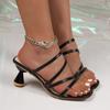 Sexy Women High Heels Sandals New Summer Party Shoes for Ladies Thin Band Square Toe Mules Sandals Sandalias De Mujer