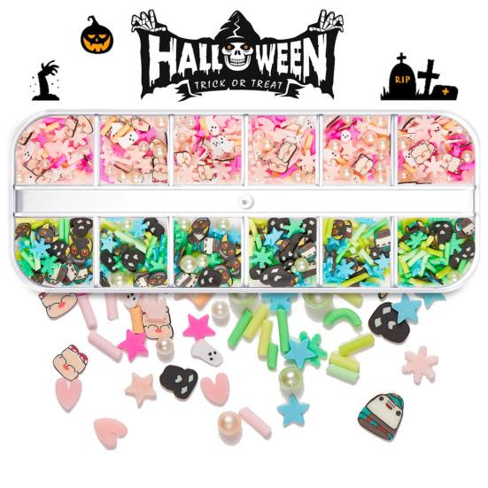 1 Box Nail Sequins Ultra-Thin Bright Color Shiny Visual Effect Enhance Atmosphere Soft Clay Halloween Themed Manicure Ornament Nail Sequins
