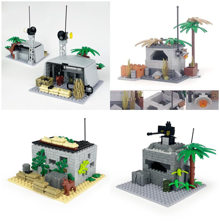 Bai Fen Bai Dolls And Toys Boys Ww2 Military Building Blocks Fortress German Army Bunker Wall Defense Base Soldier Figure Tower Scene Bricks Toy Gift