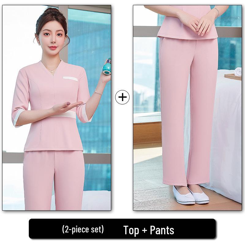 

Шикарный женский комплект униформы для салона и спа с рукавом средней длины для весны/лета M