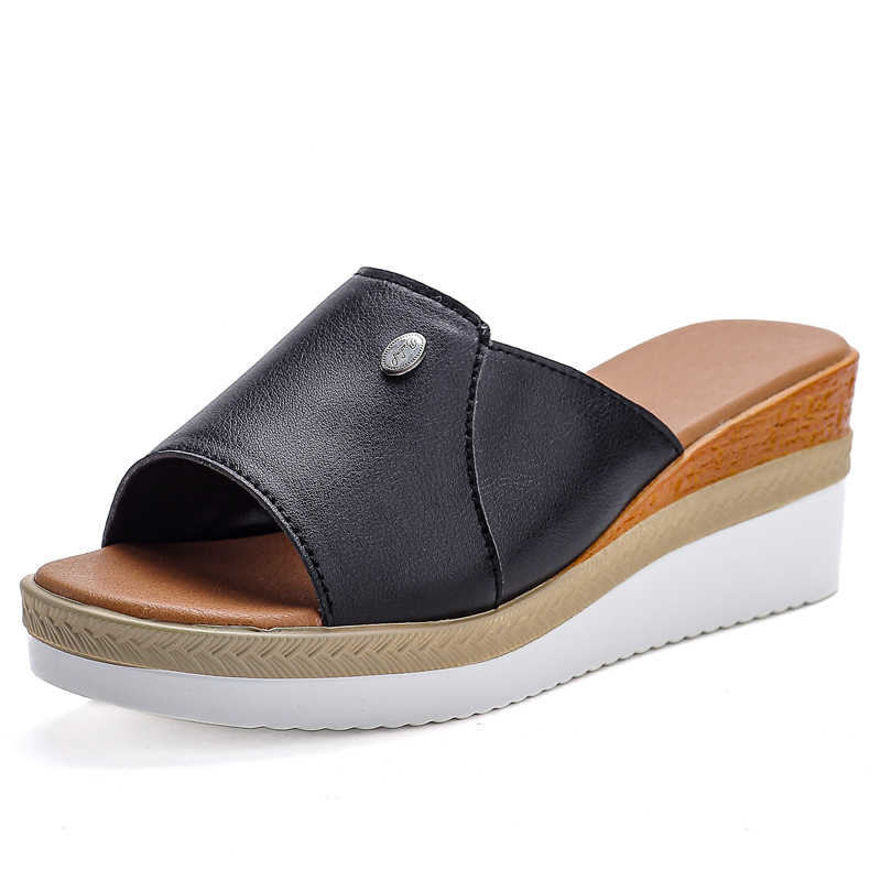 Fashion Autumn-spring Legitimate Leather Women Flats Ladies Summer Slippers Shoes Designer Sandals Sneakers Sport