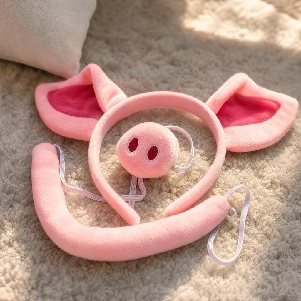 Costume Accessories Set Ears Headband Nose and Tail 3-Piece
