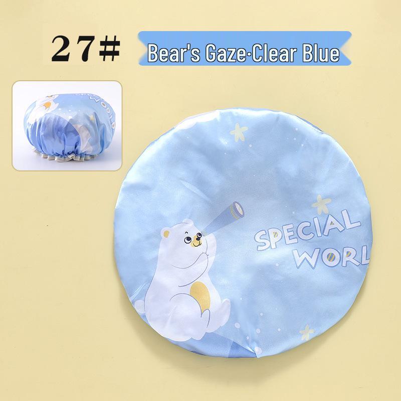 

Детская мультяшная двухслойная водонепроницаемая шапочка для купания - Милая, утолщенная, защищающая от масляных испарений, шапочка для душа для девочек Kids Diameter 23cm