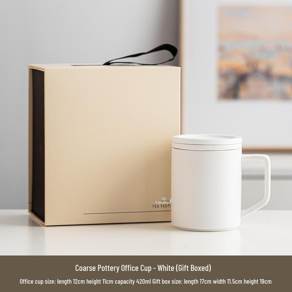 Ceramic Tea and Water Separation Mug with Lid and Filter - Office Event Souvenir