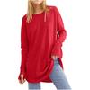 Tops Women’s Solid Color Loose Round Neck Long Sleeve Thumb T-shirt Top Women