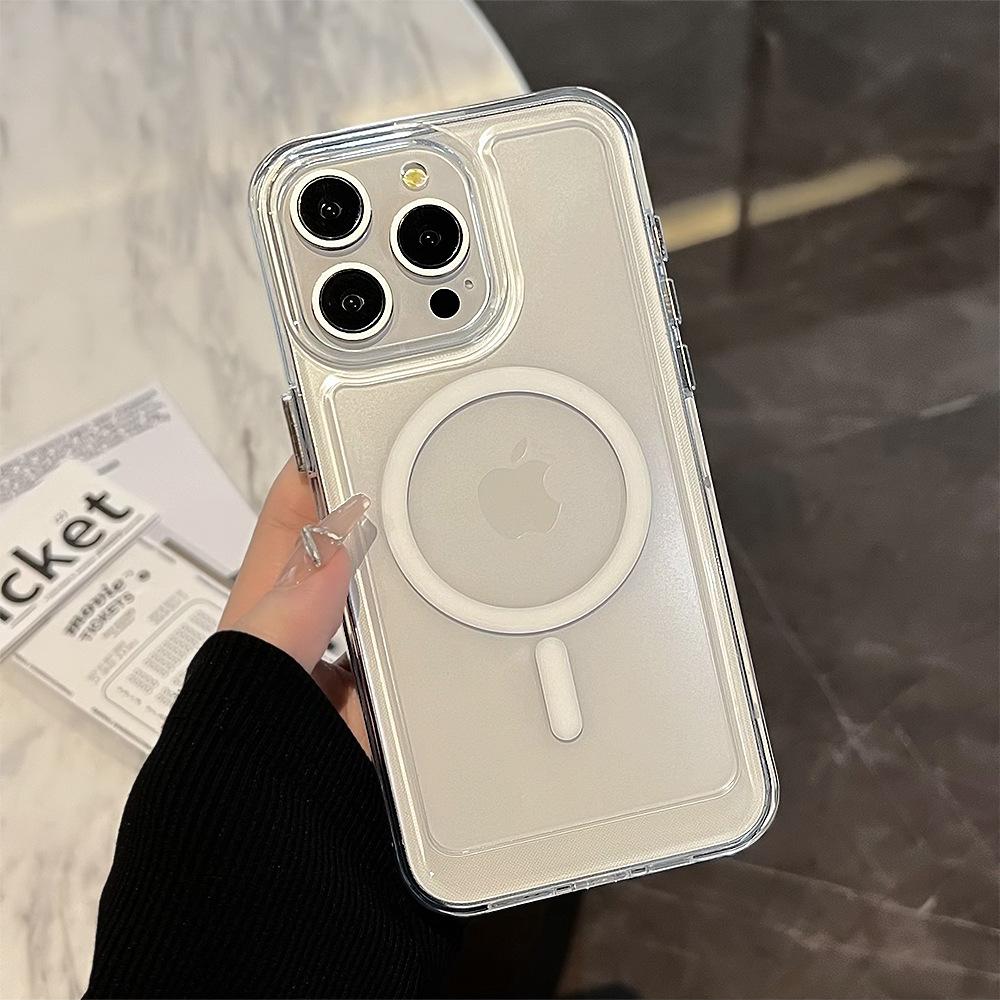 Transparent magnetic phone case suitable for Apple phones