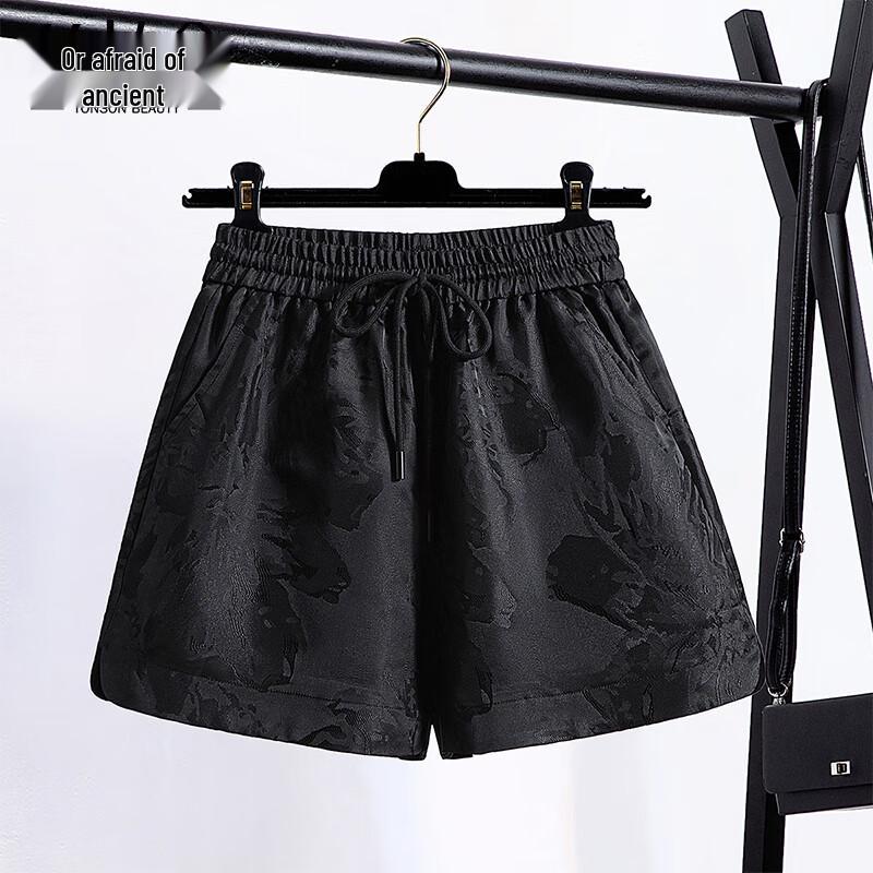 

Women s Elastic Waist Color-block Print Wide-leg Casual Shorts XXL