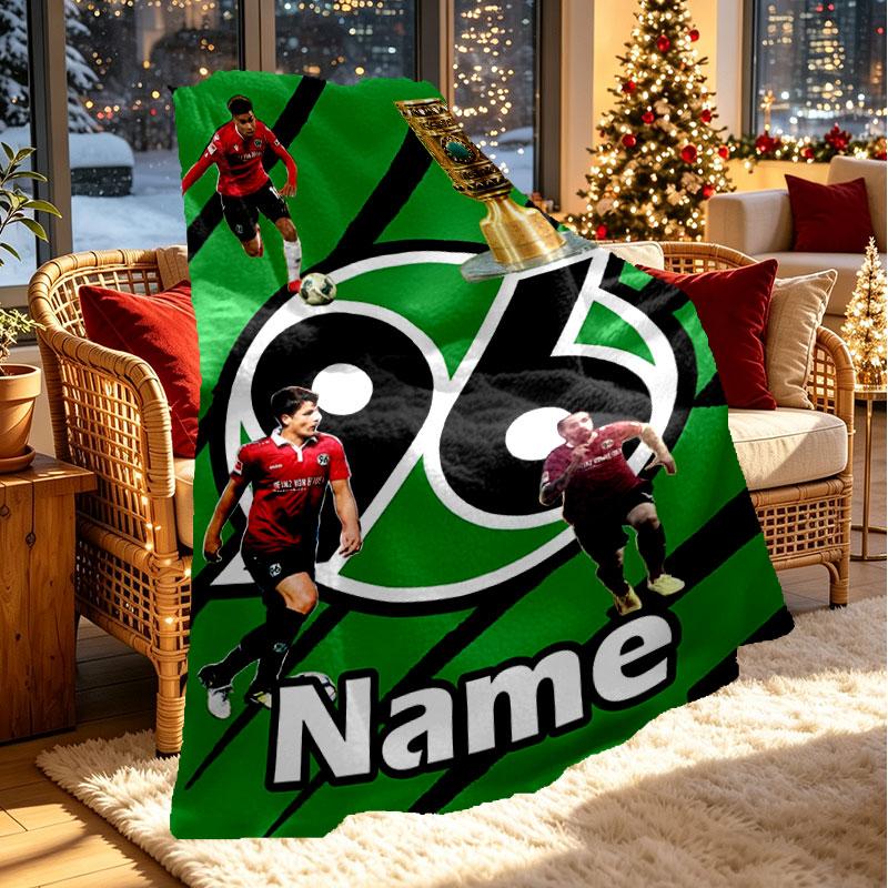 Custom Name Personalized Hannover 96 Football Print Blanket, Home Decor, Bedroom, Sofa, Camping, Couch, Gifts for Birthday Christmas