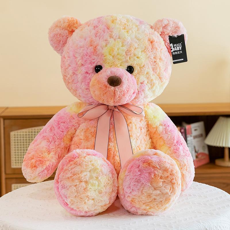 Colorful Bear Plush Toy Streamer Big Bear Doll Soothing Doll Birthday Gift Large Throw Pillow