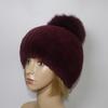 Winter Women Luxuryt Rex Rabbit Fur Hat With Fox Fur Pompoms Natural Warm Fur Hats Girls Knitted Fluffy Real Rex Rabbit Fur Caps