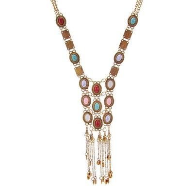 Böhmische mehrlagige Quastenkette mit Perlenanhänger für Damen