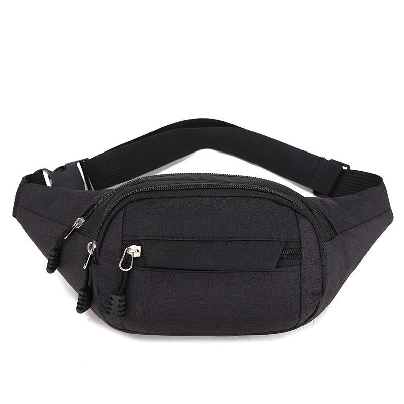 

Waist Packs Waterproof Outdoor Sports Bag Unisex Canvas Pouch Fanny Pouch Solid Color Women Men Zipper Crossbody Male Bag чёрный
