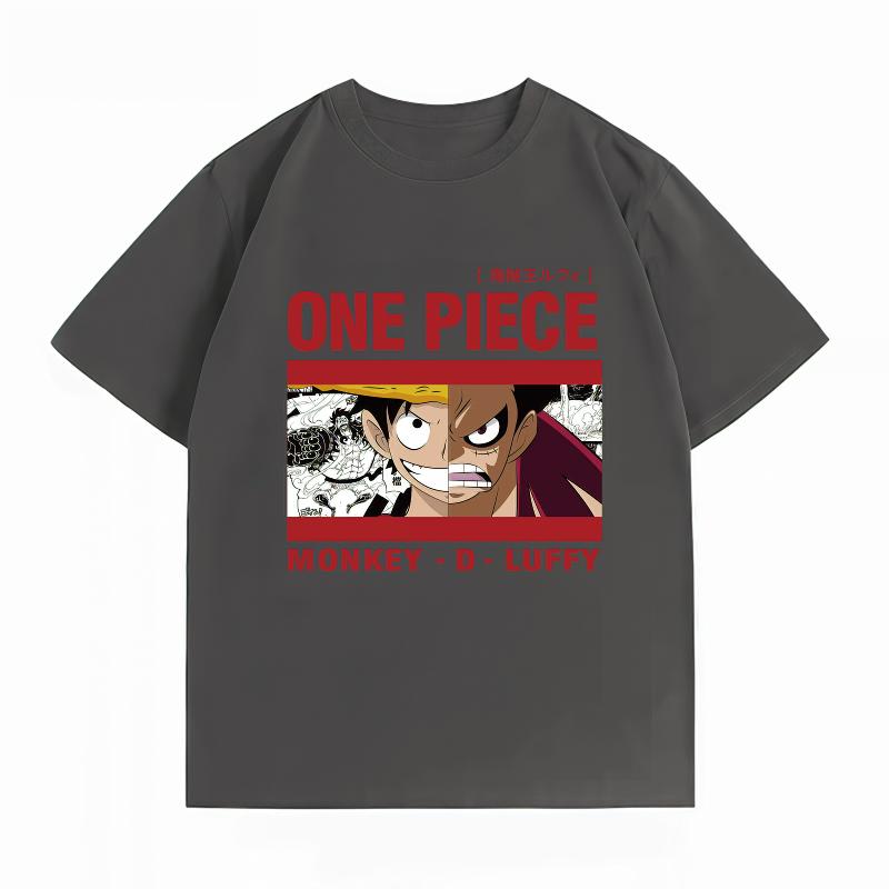 One Piece Luffy Unisex's 100% Cotton T-Shirt, Streetwear Breathable Fashion Anime Graphic Short Sleeve Unisex's Tops