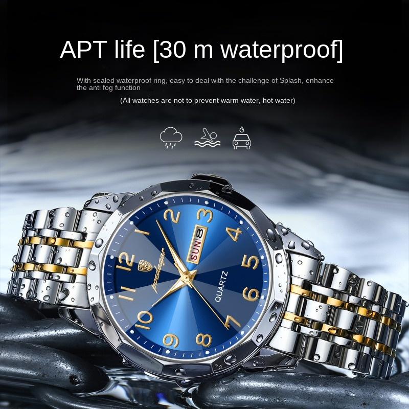 Montre Homme Marque Top Mode Luxe Étanche Double Calendrier Nouvelle Quartz Lumineuse Montre-bracelet