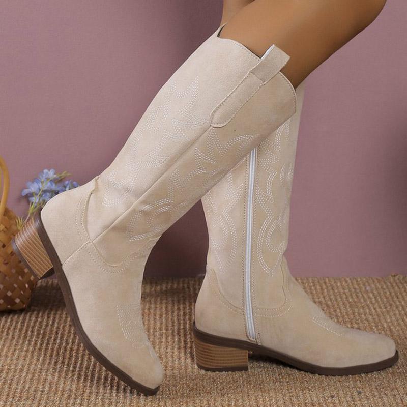 Женские ковбойские сапоги до колена Челси для женщин прогулочная обувь на среднем каблуке зимние модные массивные ботинки на молнии туфли-лодочки высокие ботинки в стиле панк 36 3478₽