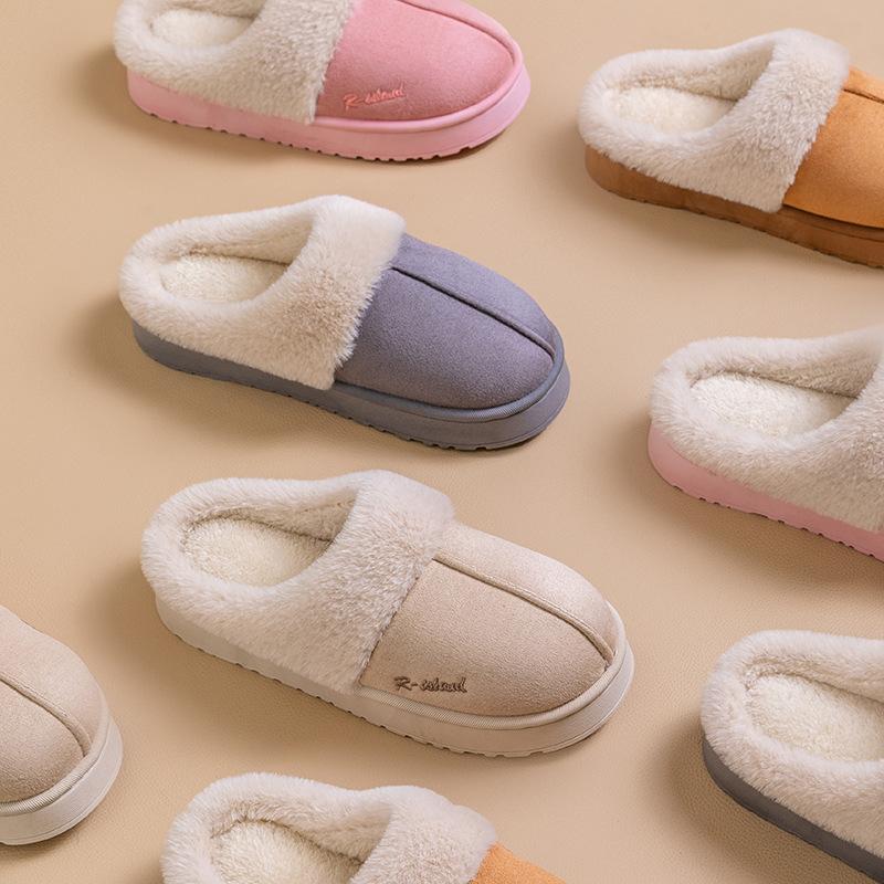 New cotton slippers autumn and winter warm and velvet thick-soled indoor home bag head couple fluffy slippers shoes