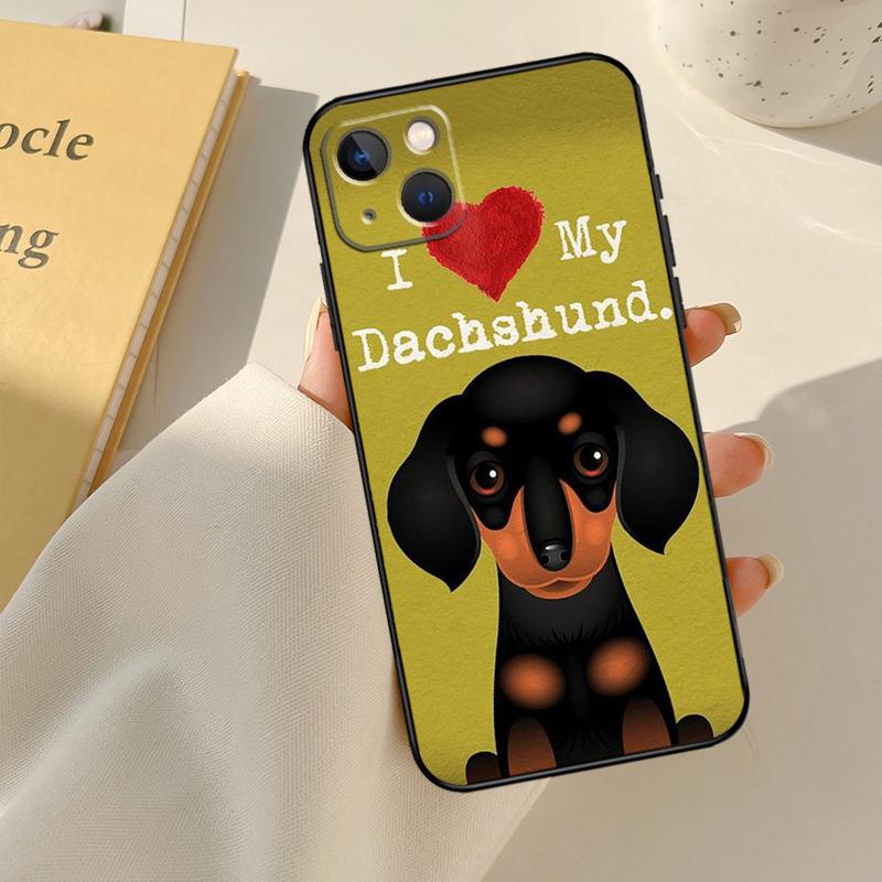 Cartoon Dachshund Sausage Dog Cover For iPhone 13 14 15 16 Pro Max 12 Mini 11 14 15 16 Pro Max Plus X XR XS Max Phone Case