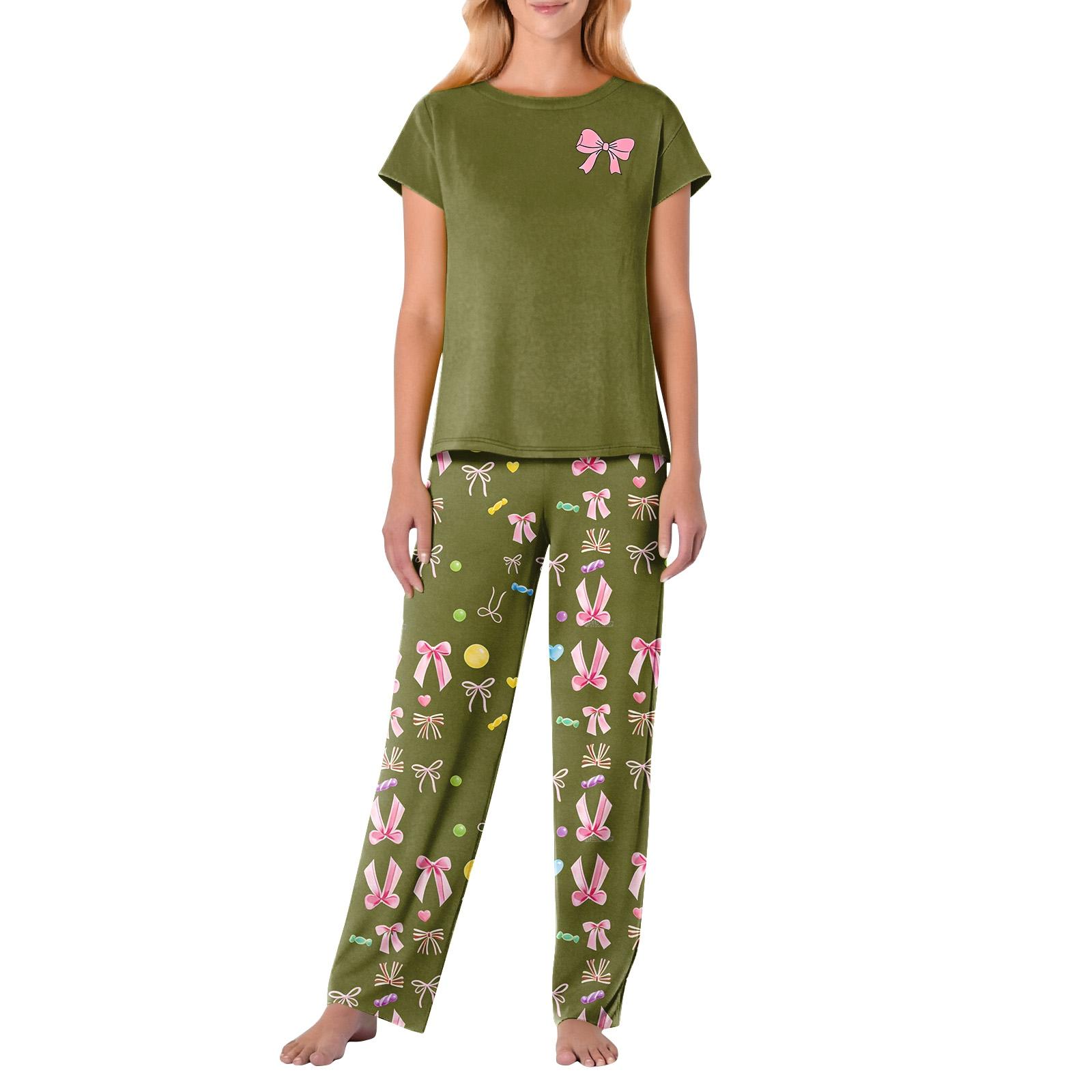 

Жіночий піжамний комплект з коротким рукавом та принтом метелика до Дня святого Валентина XL зелений