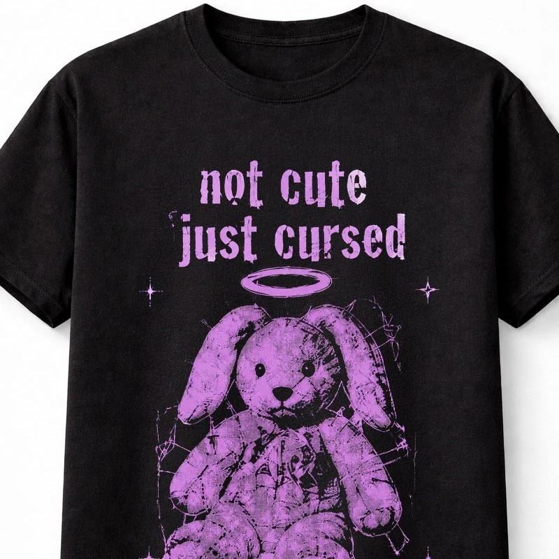 Not Cute Just Cursed Bunny Goth Y2K Graphic Unisex TShirt S