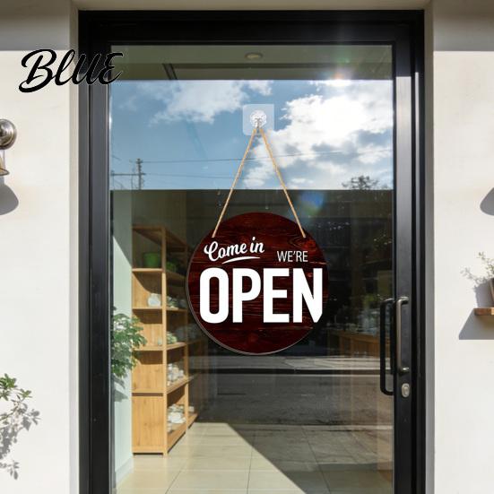 Wooden Door Sign Open Closed Double-Sided Hanging Reversible Pine Wood Sign Business Holiday Double-sided Decor with Rope No Drill