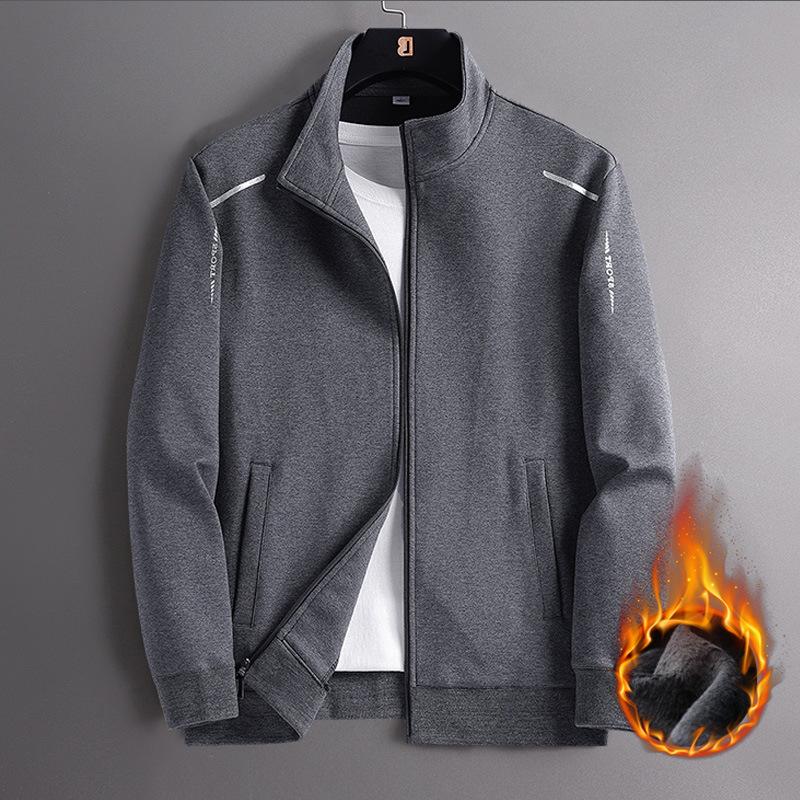 Coat Men Plus Fleece Thickened Cardigan Hoodie Spring and Autumn Winter Casual Sports Shirt Middle-aged Jacket Men Integrated Velvet