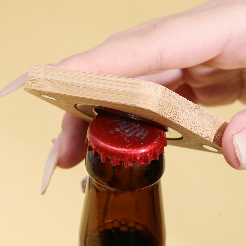 10/1Pcs Bamboo Square Bottle Opener Beer Openers Coaster Fridge Magnet Decoration Home Kitchen Bar Accessories Wood Tools