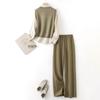 IHIMI 2025 Autumn Faux Two-Piece Knit Shirt Set